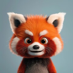 Wall Mural - Cute cartoon character of red panda Ailurus 3D