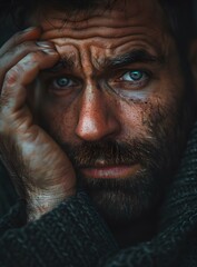 Wall Mural - Portrait of a man with a beard and blue eyes