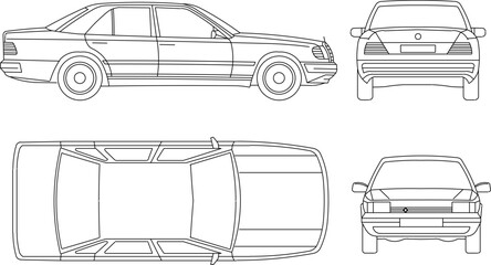 Wall Mural - Vector illustration sketch design drawing of personal transportation vehicle, family car for out of town