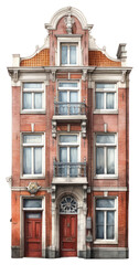 Wall Mural - PNG Architecture illustration of a dutch tall rowhouse building window city.