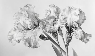 Wall Mural - Black and white background with irises