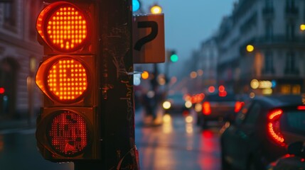 Poster - Close-up of a traffic light with a countdown timer, indicating the seconds remaining until the light changes, helping pedestrians gauge when to cross the street.