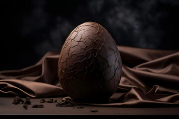 Wall Mural - dark chocolate truffle egg with a velvety center. generative ai