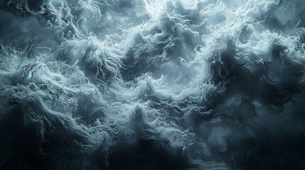 Wall Mural - The image is of a stormy ocean with a lot of white foam and waves