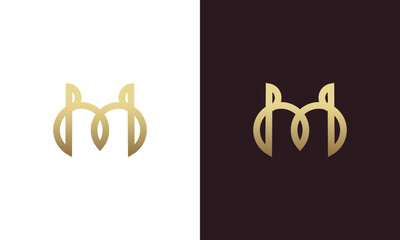 Wall Mural - letter m abstract gold colored monogram logo design vector