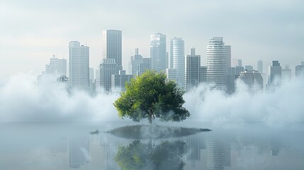 Wall Mural - A tree is growing in the middle of a city