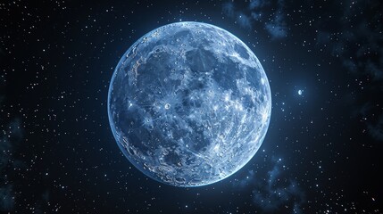 a large blue moon in the night sky