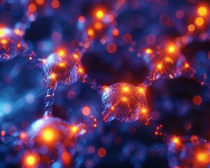 Wall Mural - a cluster of glowing, metallic spheres are arranged in a pattern