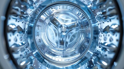 Wall Mural - a close up of a washing machine with a blue interior