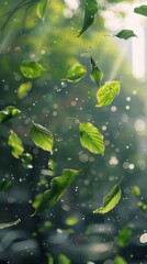 Wall Mural - a leafy tree with leaves falling from it