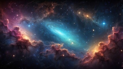 Wall Mural - Space background with realistic nebula and shining stars. Colorful cosmos with stardust and milky way. Magic color galaxy. Infinite universe and starry night. Vector illustration