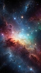 Wall Mural - Space background with realistic nebula and shining stars. Colorful cosmos with stardust and milky way. Magic color galaxy. Infinite universe and starry night. Vector illustration
