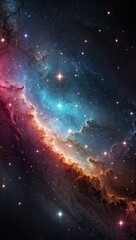 Wall Mural - Space background with realistic nebula and shining stars. Colorful cosmos with stardust and milky way. Magic color galaxy. Infinite universe and starry night. Vector illustration