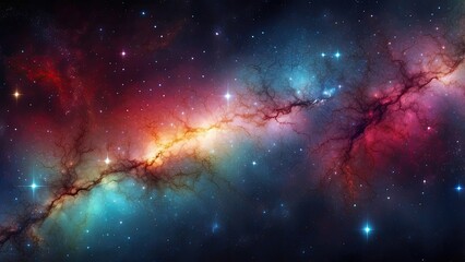 Space background with realistic nebula and shining stars. Colorful cosmos with stardust and milky way. Magic color galaxy. Infinite universe and starry night. Vector illustration