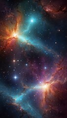 Wall Mural - Space background with realistic nebula and shining stars. Colorful cosmos with stardust and milky way. Magic color galaxy. Infinite universe and starry night. Vector illustration