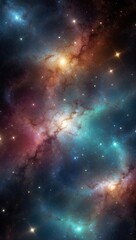 Wall Mural - Space background with realistic nebula and shining stars. Colorful cosmos with stardust and milky way. Magic color galaxy. Infinite universe and starry night. Vector illustration