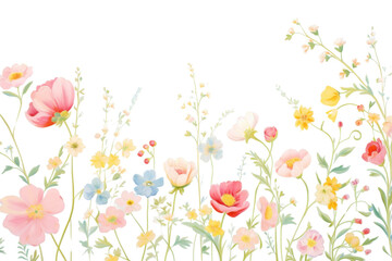 Wall Mural - PNG Painting of colorful flowers border backgrounds pattern plant. 