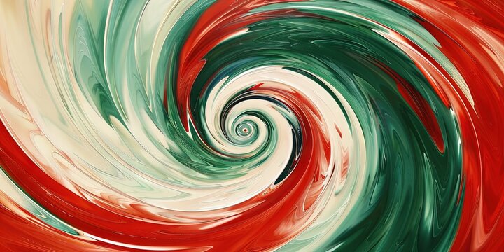 Red, white, and green paint swirls