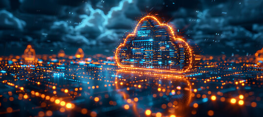 closeup of virtual server connections within the cloud showing detailed data streams and holographic interfaces Macro Photography and RealTime Eye AF highlight the intricate digital details