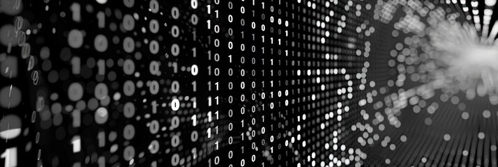 glowing binary code on digital UX screen