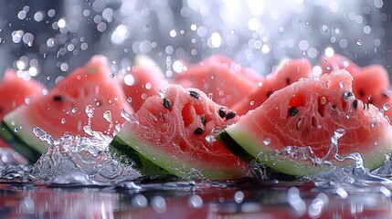 Aufkleber - A refreshing watermelon juice splash bursting. Generative AI.