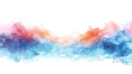 Watercolor border isolated on white, artistic background or texture and wallpaper