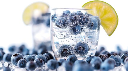 Poster - A classic gin and tonic, with a lime wedge and juniper berries.