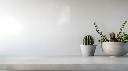 banner, background, white tabletop with cacti