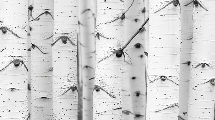 Sticker - White trunk details of aspen trees in the autumn forest