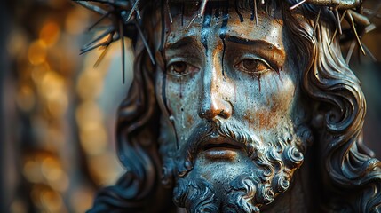 Poster - A serene depiction of Jesus Christ crowned with thorns.