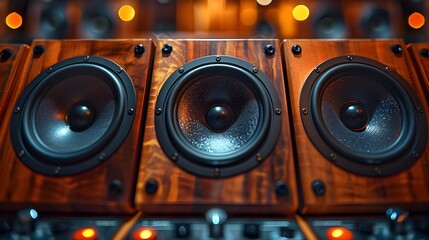 loudspeaker on a wooden background