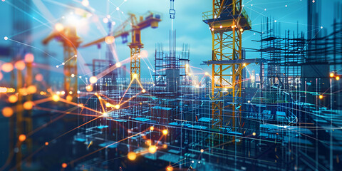 Digital Construction: Cranes and High-Rise Buildings in Progress