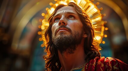 Poster - An image of Jesus Christ with a halo, symbolizing holiness.