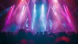 © Bijac - colorful concert lighting effects with bright beams and blurred crowd in dark club abstract photo
