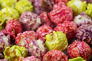 Poster - multi-colored popcorn background. close up