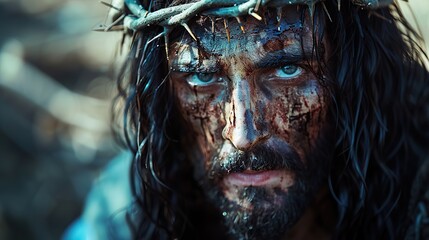 Canvas Print - An image of Jesus Christ with the crown of thorns.