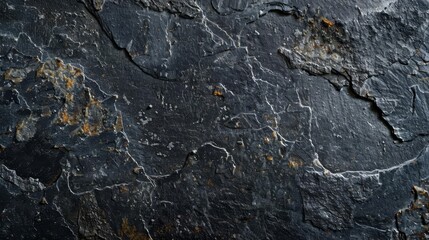 Wall Mural - dark slate stone texture background black granite rock surface with chipped potholes abstract