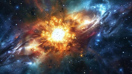 Wall Mural - explosive supernova in deep space cosmic energy burst digital painting