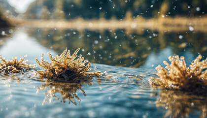 aquatic plants in the river