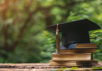 A graduation bachelor cap , knowledge and education concept.