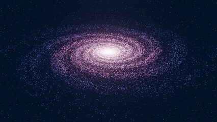 rotating purple and blue galaxy in deep starry outer space. 3d rendering as animation and motion gra