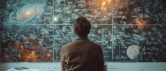 A statistician reviewing statistical models and equations on a whiteboard close up, modeling theme, vibrant, double exposure, whiteboard backdrop