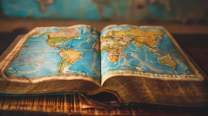 open bible with vibrant world map symbolizing global religious mission and spreading the word