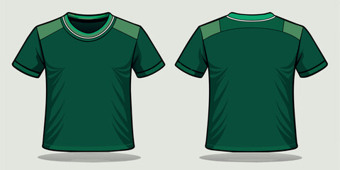 plain dark green t-shirt mockup template, with view, front and back