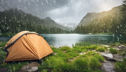 Wall Mural - camping in the mountains