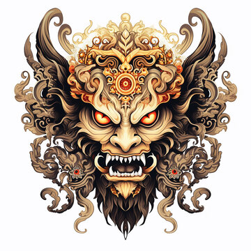 Balinese barong with wings illustration vector
