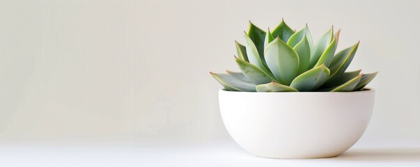 A small green plant is sitting in a white bowl. hot of a single succulent plant in a minimalist white pot, placed against a clean, white background to emphasize its natural beauty and simplicit