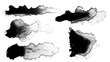 © MM - set black paint or ink stain spread as a spot or splash on a clean background