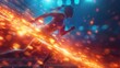 © familymedia - A dynamic image showing a female runner enhanced with a glowing fire-like trail, signifying speed and power
