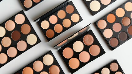 Poster - Close-up of contouring and highlighting palettes arranged on a white background. Generative AI